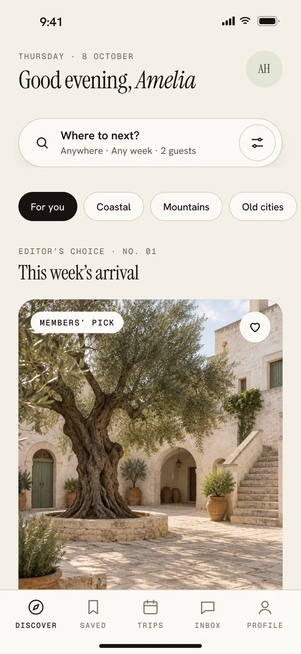 Discover: Good evening, Amelia, mood chips and Editor's choice, Masseria Cielo