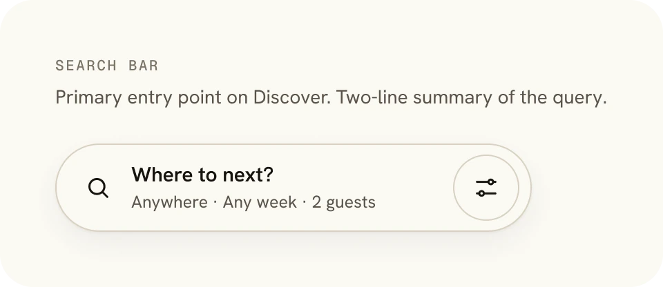 Search bar with a two-line summary of the query