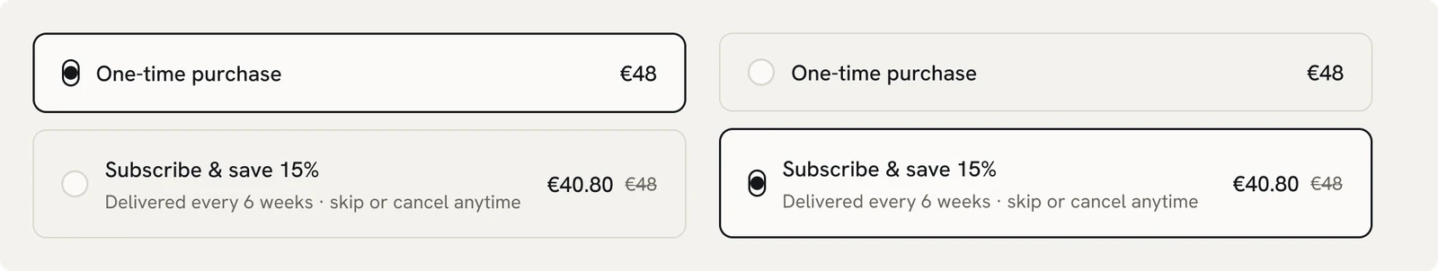 Purchase options: one-time purchase or subscribe and save, in both selected states