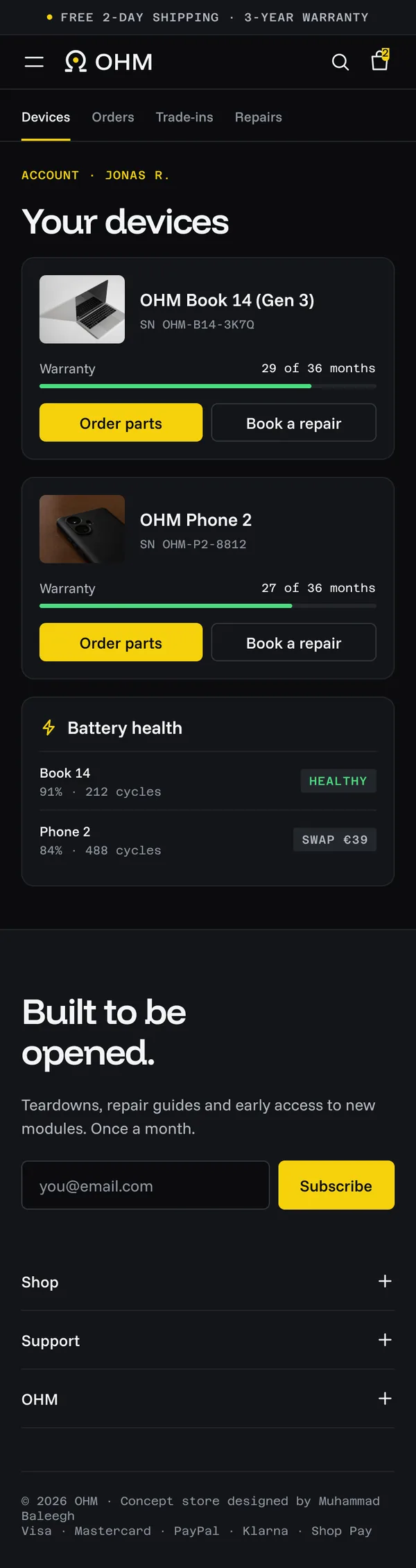 Mobile account, your devices